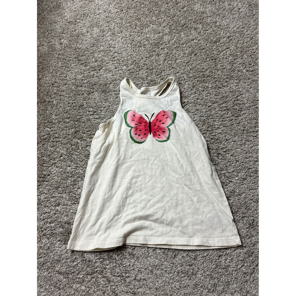 Old Navy Girls Watermelon Butterfly Twist Back Tank Top Cream Size L 10-12